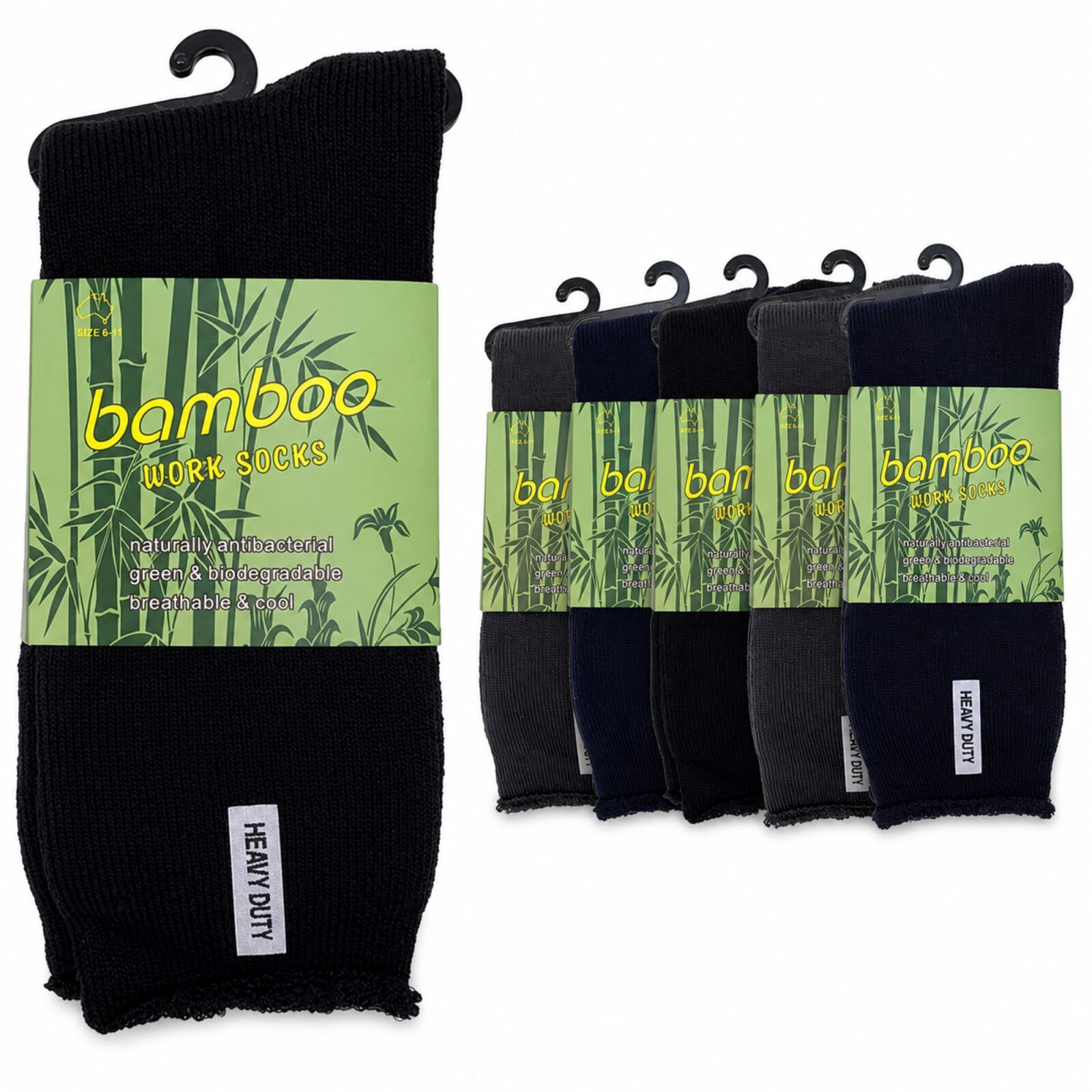 6 Pairs Men's Bamboo Work Socks - Assorted
